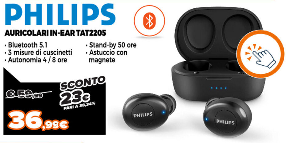 Philips Auricolari In Ear TAT2205 offerta di Expert Di Lella
