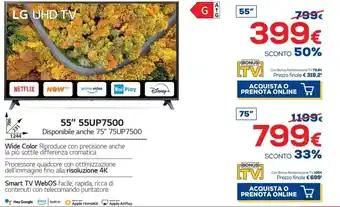 Euronics LG UHD TV 55" 55UP7500 offerta