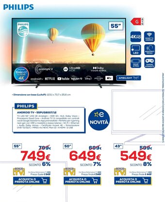 Euronics Philips Android TV 55" 55PUS8007/12 offerta