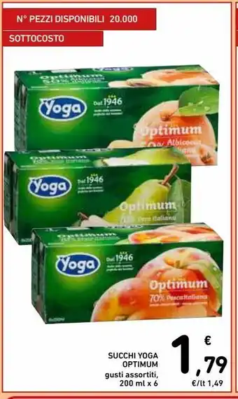 Spazio Conad Succhi yoga optimum gusti assortiti 200 ml x6 offerta