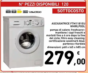 Spazio Conad Asciugatrice whirlpool ftm1181eu offerta