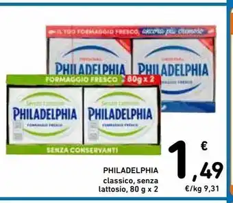 Spazio Conad Philadelphia classico, senza lattosio g 80x2 offerta