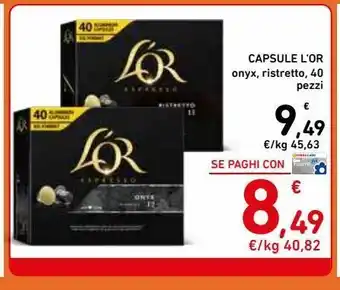 Spazio Conad Capsule l'or onyx, ristretto 40 pz offerta