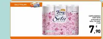 Spazio Conad Carta igienica foxy seta profumata al talco 18 rotoli 2 veli offerta
