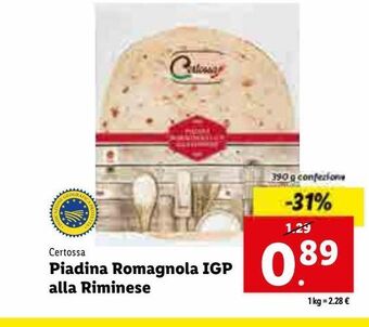 Lidl Piadina romagnola igp alla riminese offerta