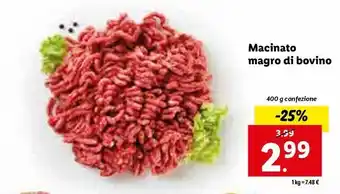 Lidl Macinato magro di bovino 400g offerta