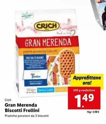 Lidl Gran merenda biscotti frollini 500g offerta