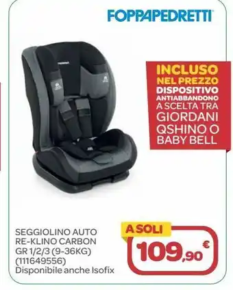 Bimbo Store Seggiolino auto re-klino carbon offerta