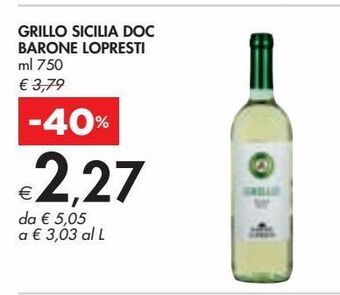 Bennet Grillo sicilia doc barone lopresti offerta