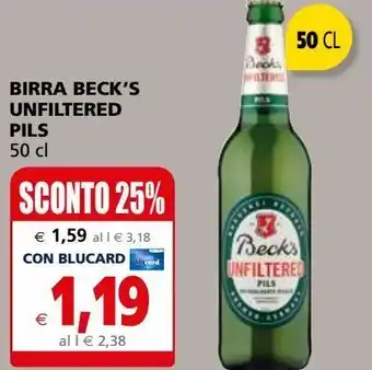 Il Gigante Birra beck's unfiltered pils offerta