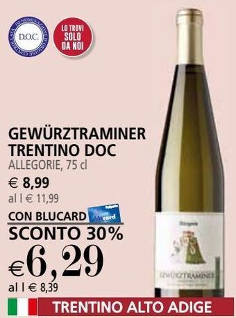 Il Gigante Gewürztraminer trentino doc allegorie offerta