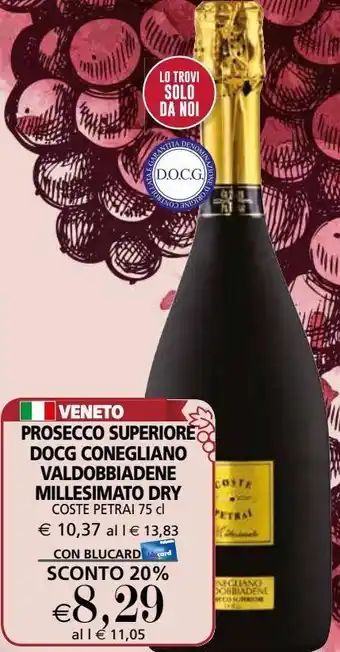 Il Gigante Prosecco superiore docg conegliano valdobbiadene millesimato dry coste petrai offerta