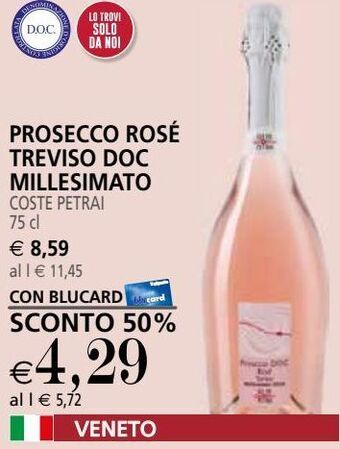 Il Gigante Prosecco rosé treviso doc millesimato coste petrai offerta