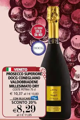 Il Gigante Prosecco superiore docg conegliano valdobbiadene millesimato dry coste petrai 75 cl offerta