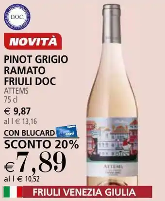 Il Gigante Pinot grigio ramato friuli doc attems 75 cl offerta