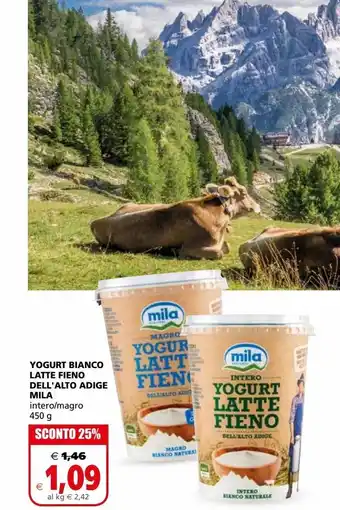 Il Gigante Yogurt bianco latte fieno dell'alto adige mila intero / magro 450 g offerta