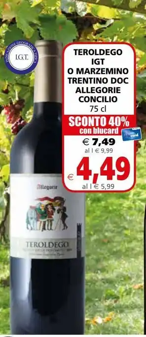 Il Gigante Teroldego igt o marzemino trentino doc allegorie concilio 75 cl offerta