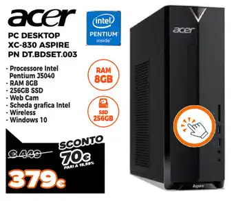 Acer PC Desktop XC-830 Aspire PN DT.BDSET.003