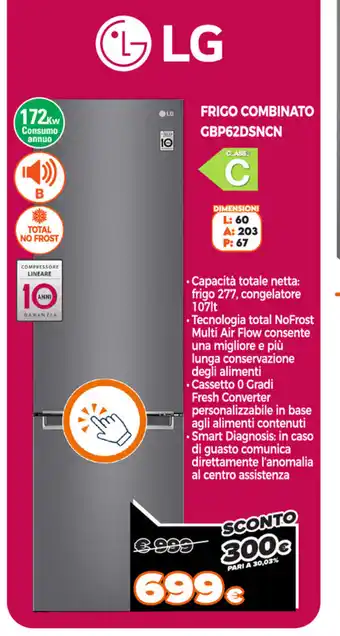 Expert Di Lella LG Frigo Combinato GBP62DSNCN offerta
