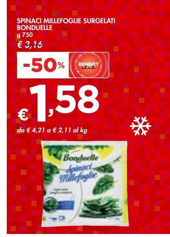 Bennet Spinaci millefoglie surgelati bonduelle offerta
