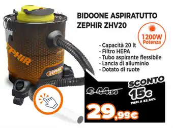 Expert Di Lella Bidoone Aspiratutto Zephir ZHV20 offerta