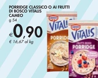 Bennet Porridge classico o ai frutti di bosco vitalis cameo offerta