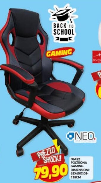 Risparmio Casa 96422 Poltrona Gaming Dimensioni:63x60x108-118CM offerta