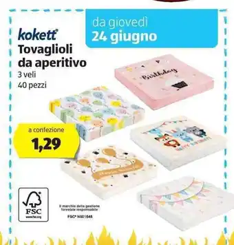 ALDI Tovaglioli da aperitivo 3 veli 40 pezzi offerta