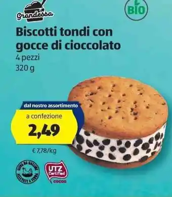 ALDI Grandessa Biscotti tondi con gocce di cioccolato 320 g offerta