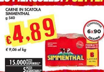 Bennet Carne in scatola simmenthal offerta