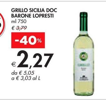 Bennet Grillo sicilia doc barone lopresti offerta