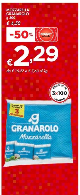 Bennet Mozzarella granarolo offerta