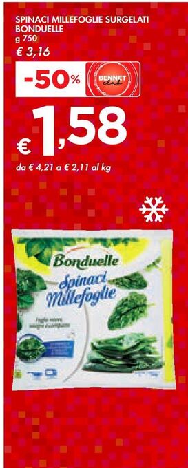 Bennet Spinaci millefoglie surgelati bonduelle offerta