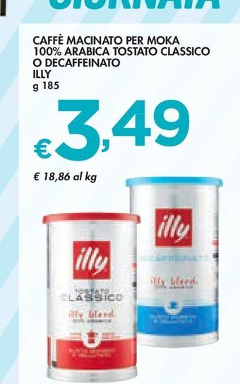 Caffè macinato per moka 100% arabica tostato classico o decaffeinato illy