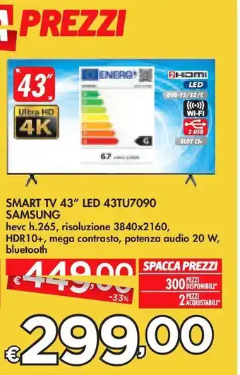 Bennet Smart tv 43" led 43tu7090 samsung offerta