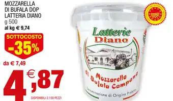 Gran mercato Latteria Diano Mozzarella Di Bufala DOP 500g offerta
