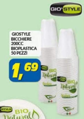 Risparmio Casa Giostyle Bicchiere 200cc Bioplastica 50 Pezzi offerta