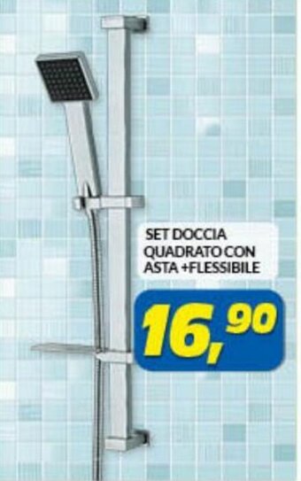 Risparmio Casa Set Doccia Quadrato Con Asta+Flessibile offerta