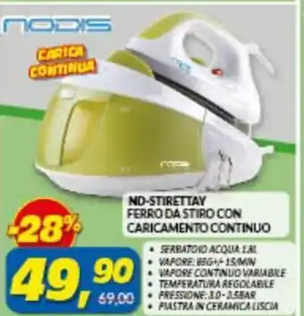 Risparmio Casa Nodis No-Stirettay Ferro Da Stiro Con Caricamento Continuo offerta