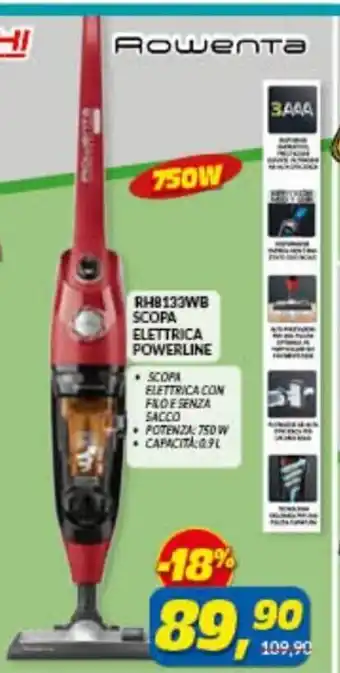 Risparmio Casa Rowenta RH8 133WB Scopa Elettrica Powerline 750W offerta