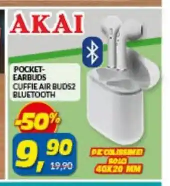 Risparmio Casa Akai Pocket Earbuds Cuffie Air Bud 52 Bluetooth offerta