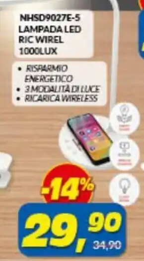 Risparmio Casa NHSD9027E-5 Lampada Led Ric Wirel 1000Lux offerta