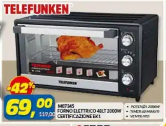Risparmio Casa Telefunken M07345 Forno Elettrico 48Lt 2000W Certificazione EK1 offerta
