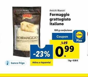 Lidl Formaggio grattugiato italiano offerta