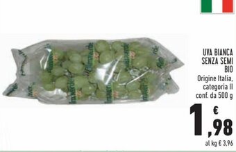 Conad Superstore Uva Bianca Senza Semi Bio 500 g offerta