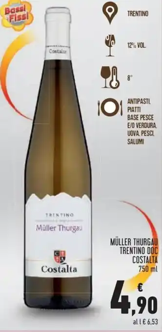 Conad Superstore Costalta Müller Thurgau Trentino DOC 750 ml offerta