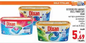 Conad Superstore Dixan Detersivo per Lavatrice Discs, Power Caps 625 g da 25 discs offerta
