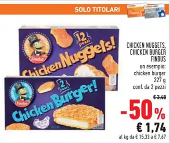 Conad Findus Chicken Nuggets, Chicken Burger 227 g, 2 pezzi offerta