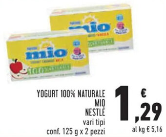 Conad Nestlé Mio Yogurt 100% Naturale 125 g x 2 pezzi offerta