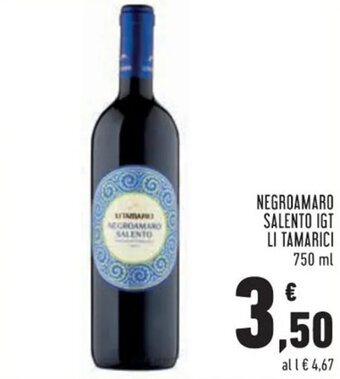 Conad Negroamaro Salento IGT Li Tamarici 750 ml offerta